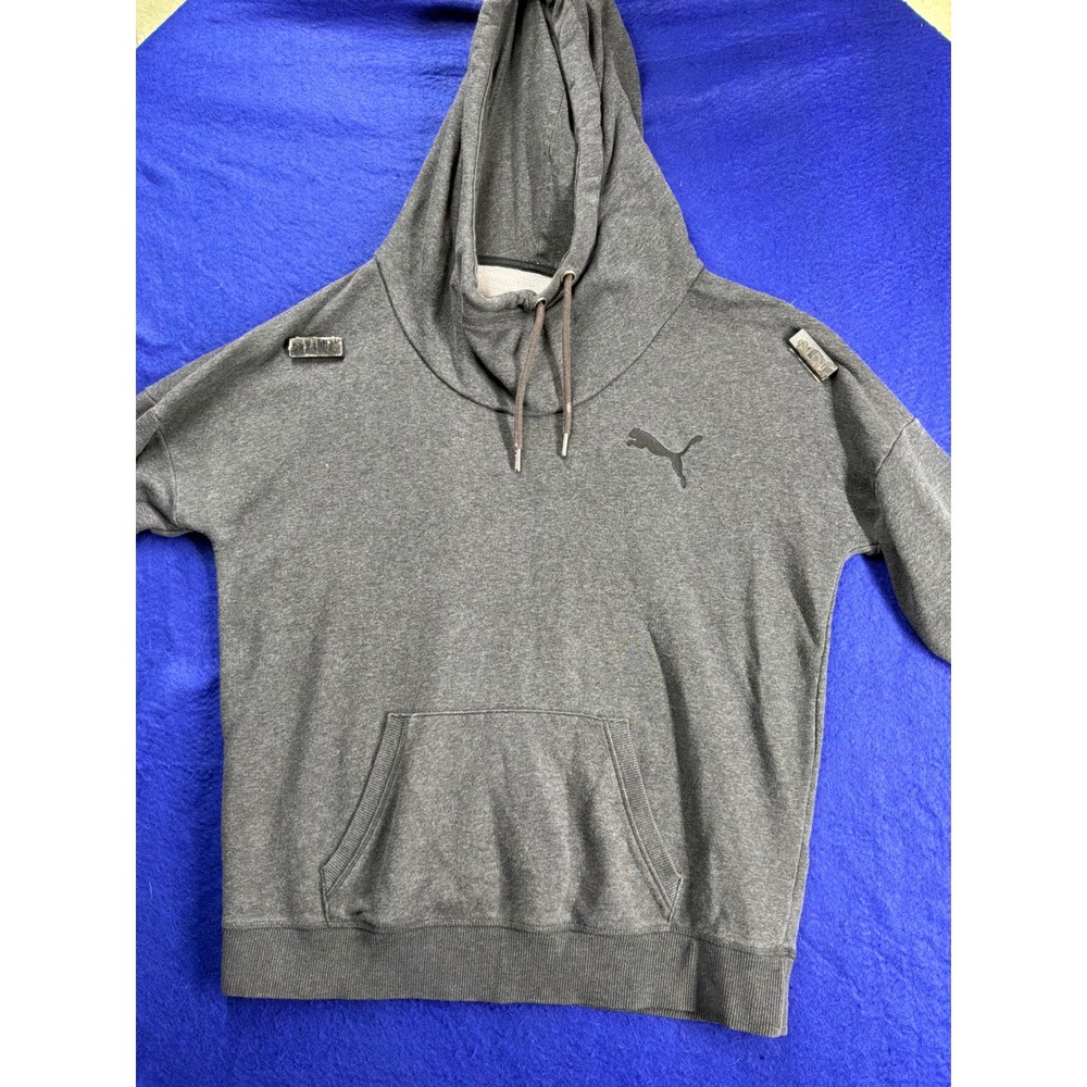 Gorpcore Womens Puma Cowl Neck Hoodie XL Gray Pullover‎ Sweatshirt